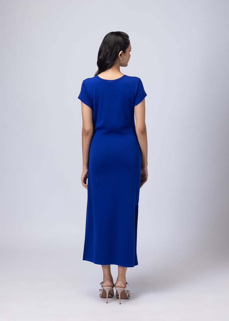 Orchid Blue Drape Knot Detail Maxi Dress