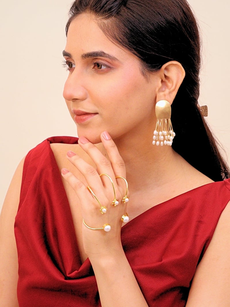 Roshanara Brass Earring for Women 18K Gold Plated