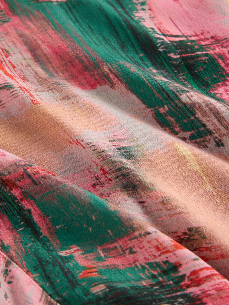 Pink Abstract Printed Bias-Cut Maxi Skirt