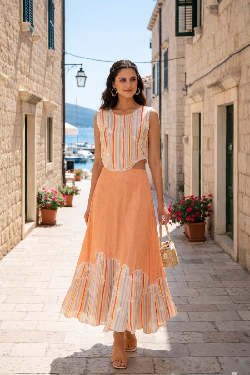 Sunlit Stripes Midi Dress — 9899