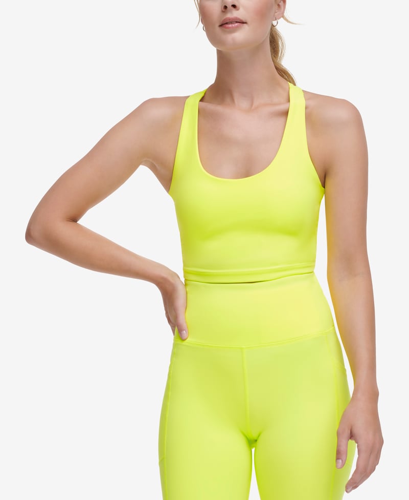 Neon Yellow Scoop-Neck Racerback Sports Bra