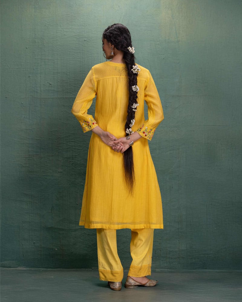 Yellow Machine Embroidery Co-Ord Set