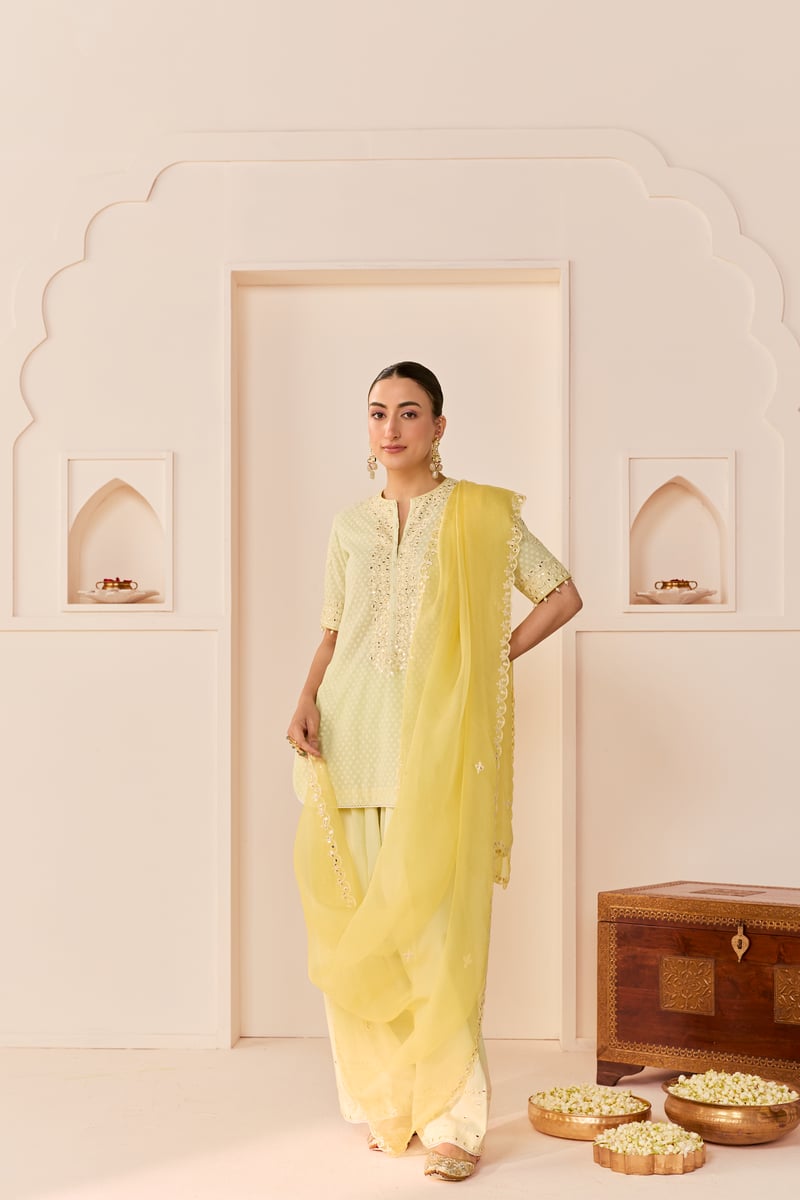 ANAISHA - SHORT KURTA WITH FARSHI SALWAR AND DUPATTA