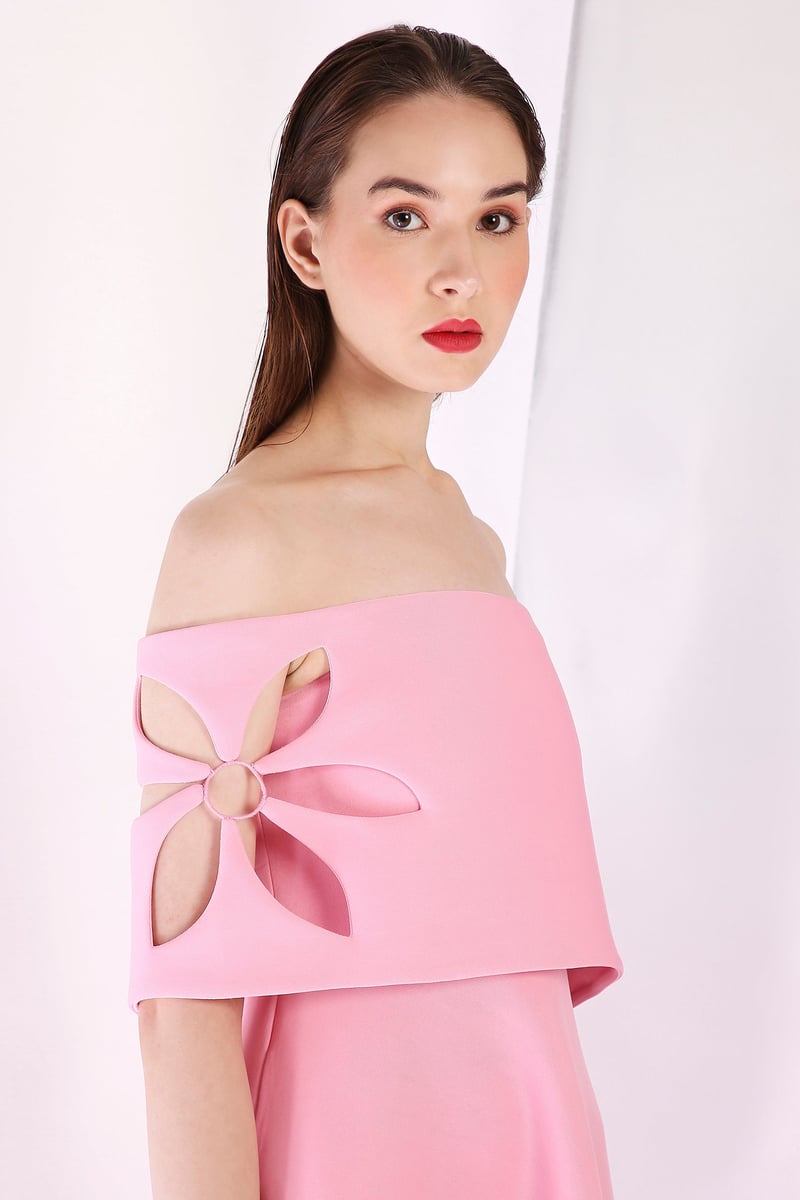 Light Pink Strapless Fit and Flare Maxi Dress with Wrap
