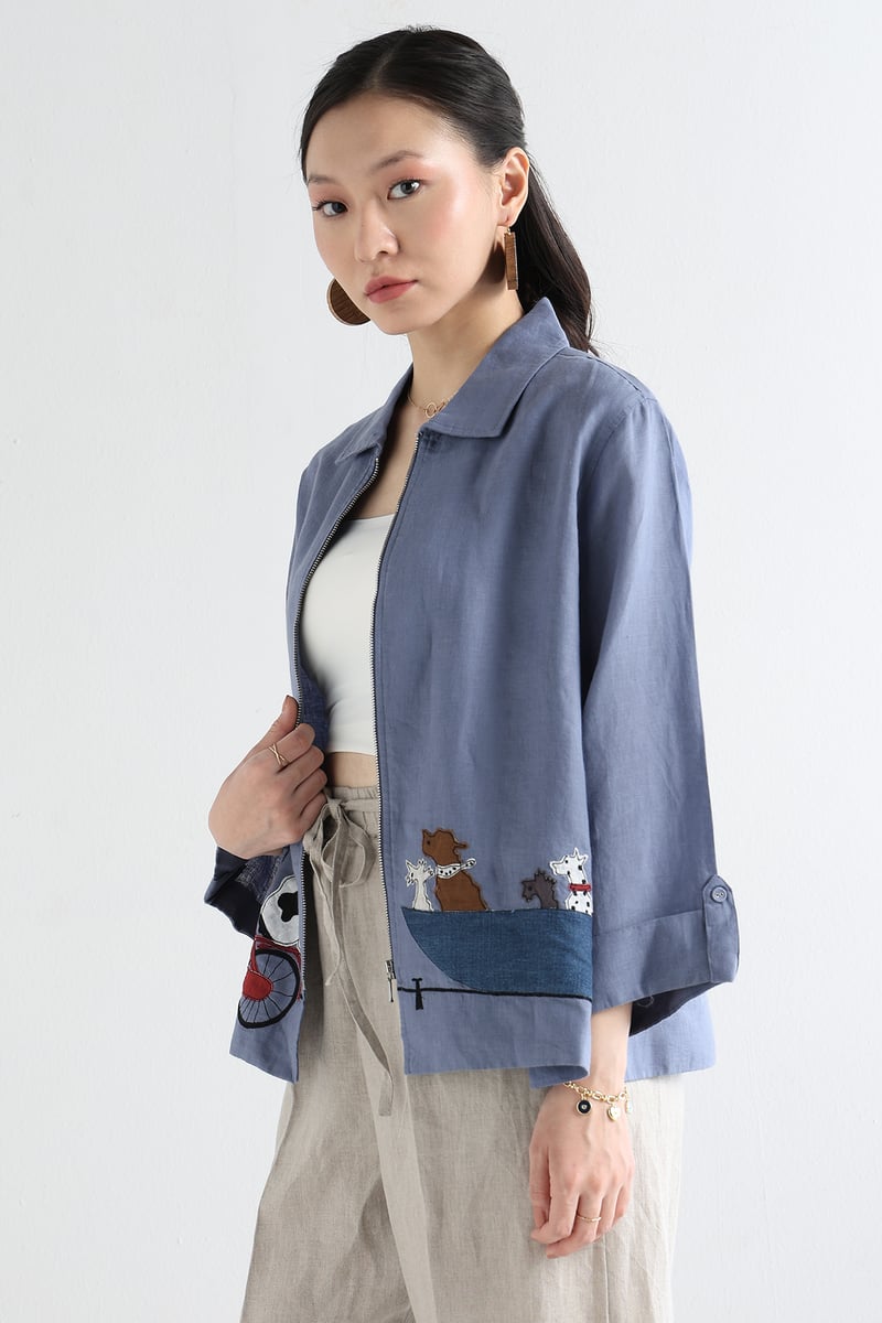 Midblue Zipper Shacket