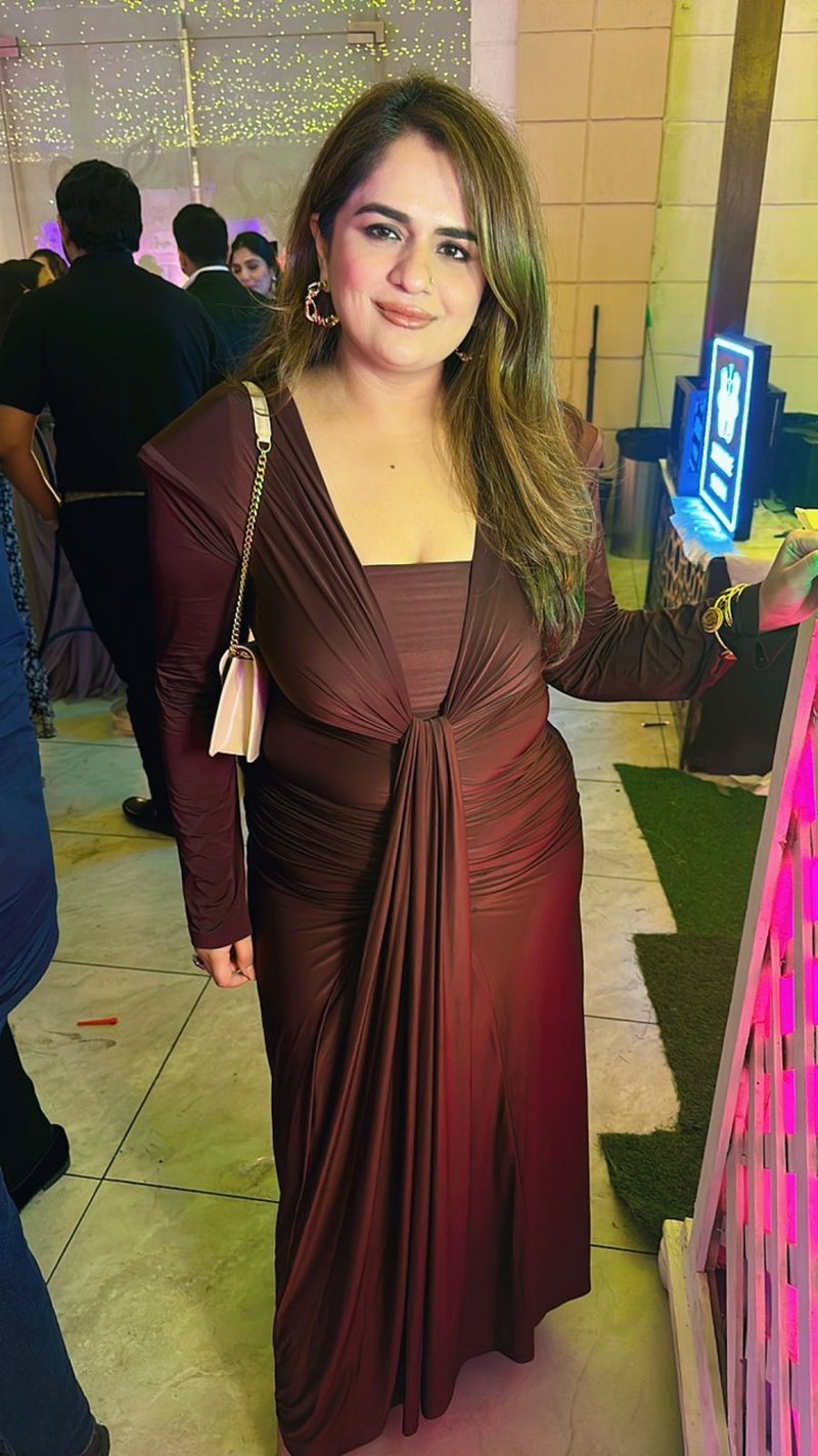 Black Plunging Neck Maxi Gown with Draped Front Panel