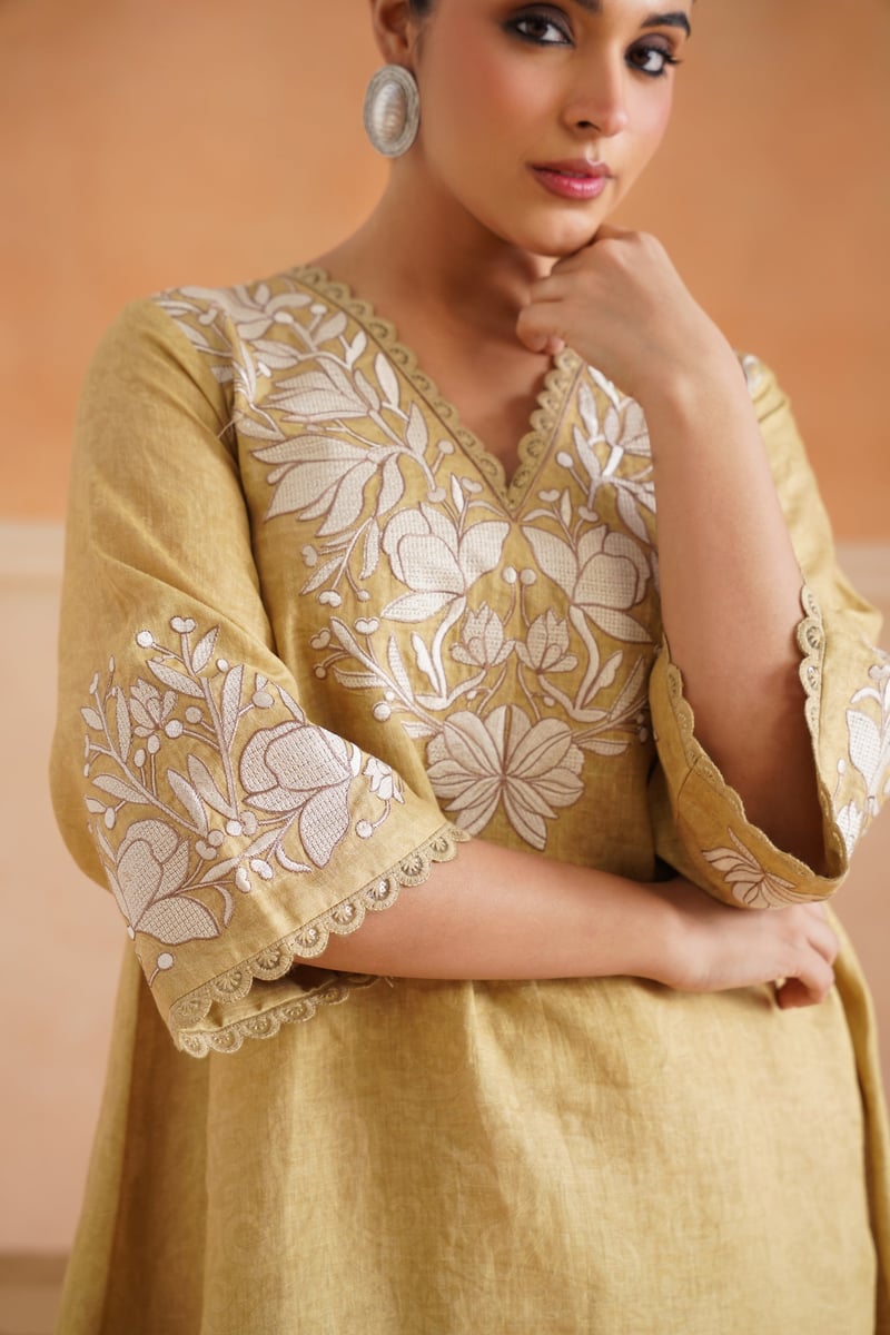 Luna Pure Linen Embroidered Matching Set