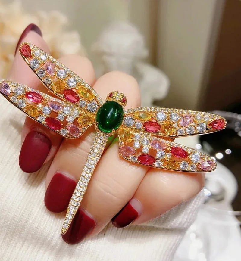 Crystal Dragonfly Brooch