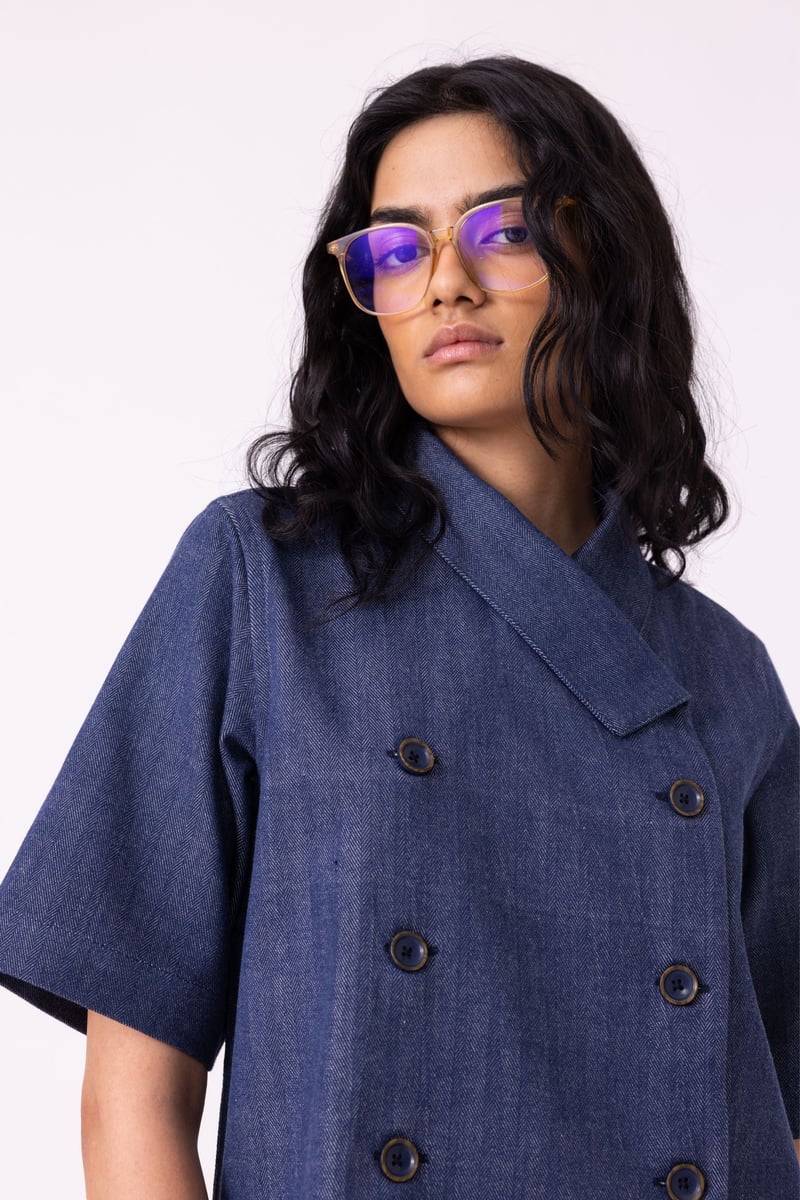 Becky Handwoven Denim Top