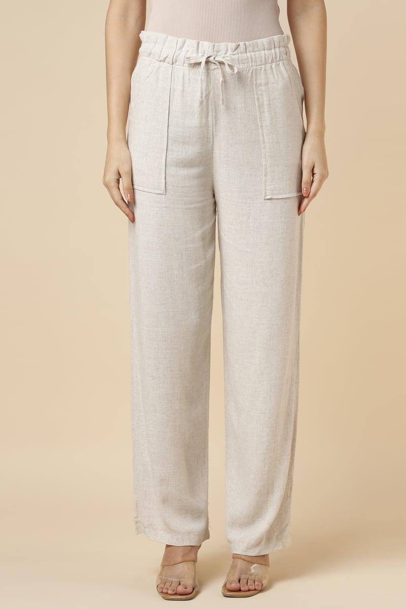 Natural Cotton Shrug and Wide-Leg Pants Co-ord Set