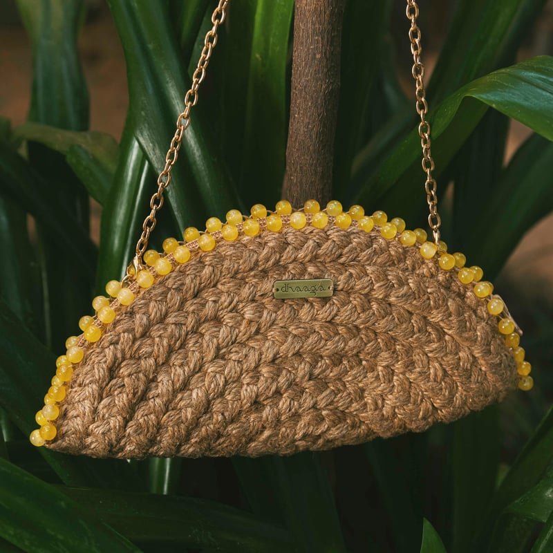 Yellow Bloom Half Moon Clutch Bag