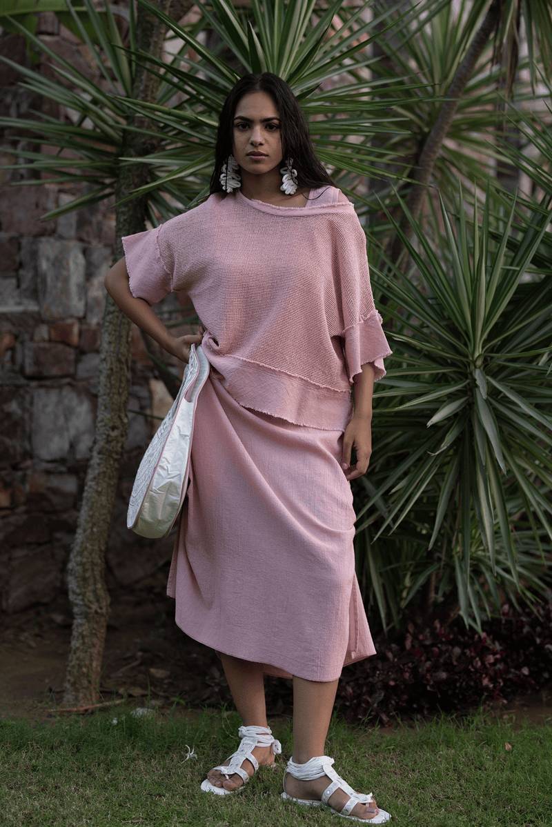Salmon Pink Cotton Gauze Sleeveless Maxi Dress