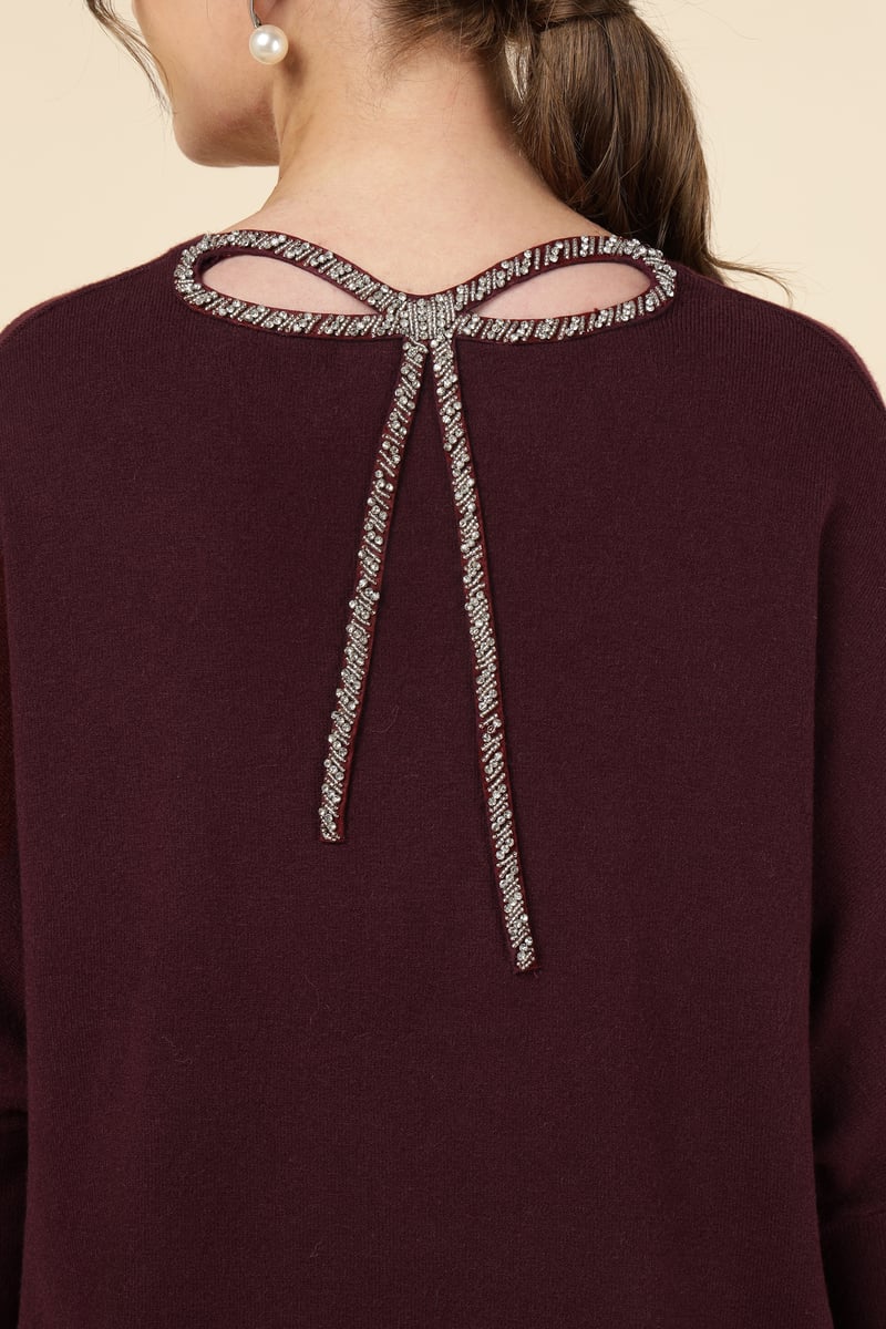 Bordo V-Neck Longline Relaxed Fit Sweater