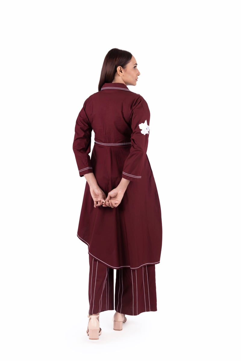 Brick Embroidery Dress With Broad Bottom