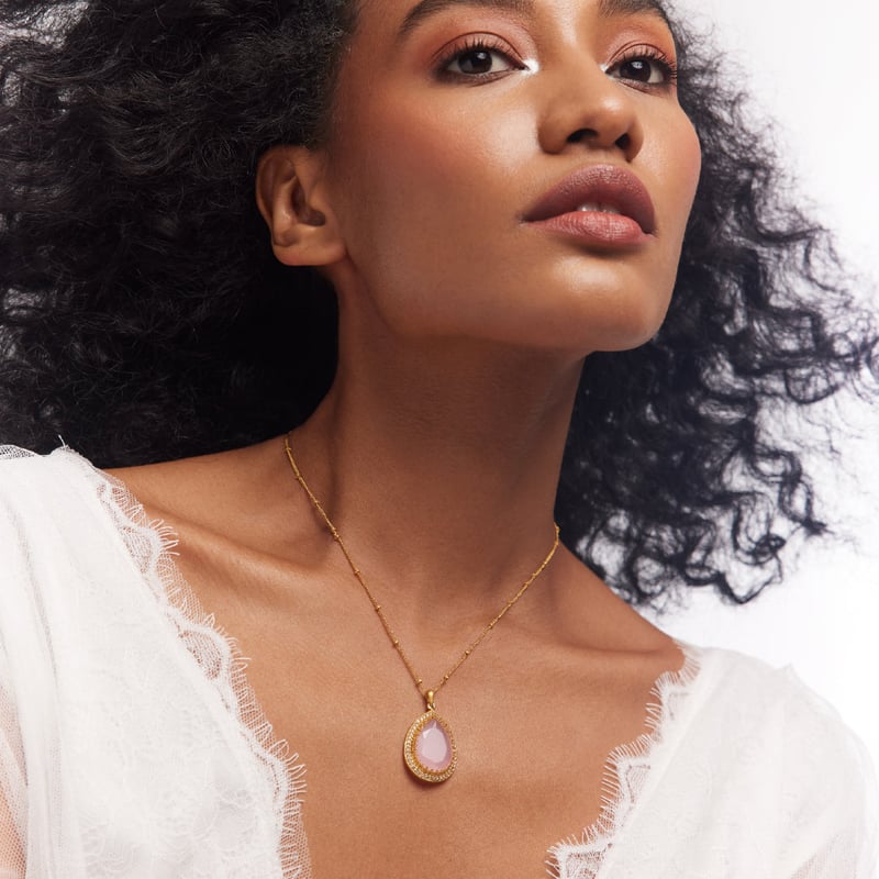 Gulmohar Dusty Pink Drops Necklace — Aulerth