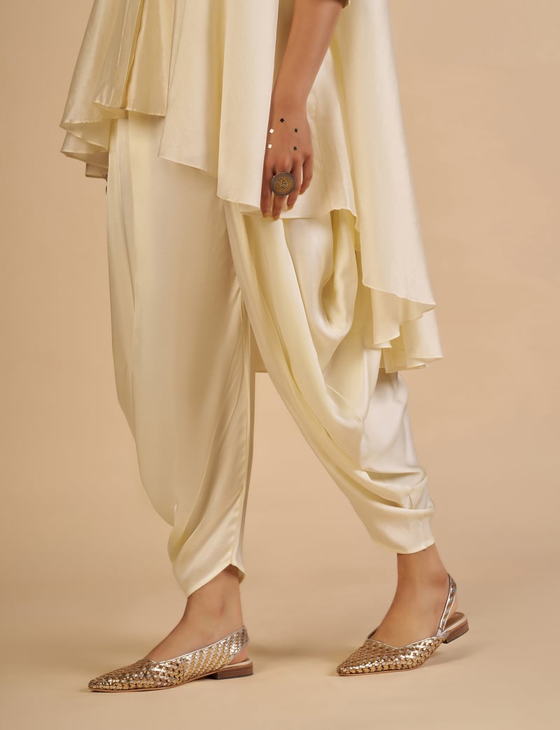 Off White Chanderi Dhoti Trousers