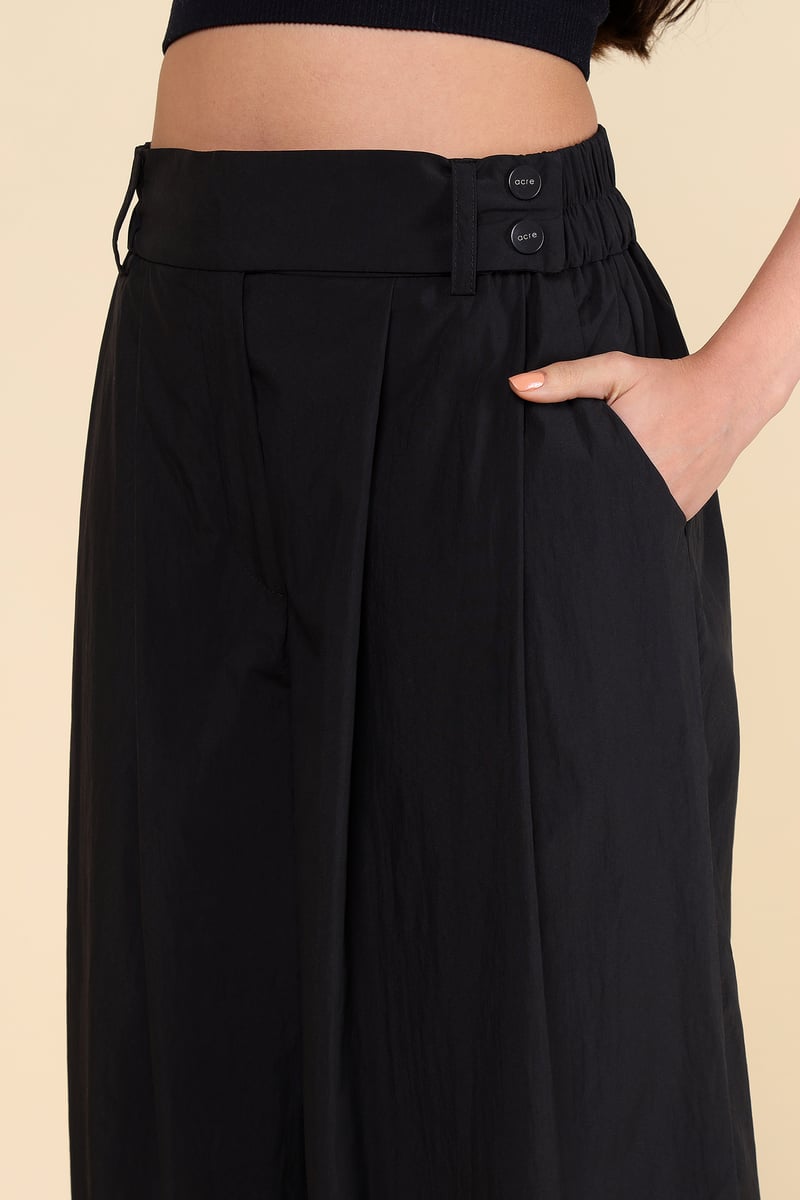 Black High-Rise Wide-Leg Trousers