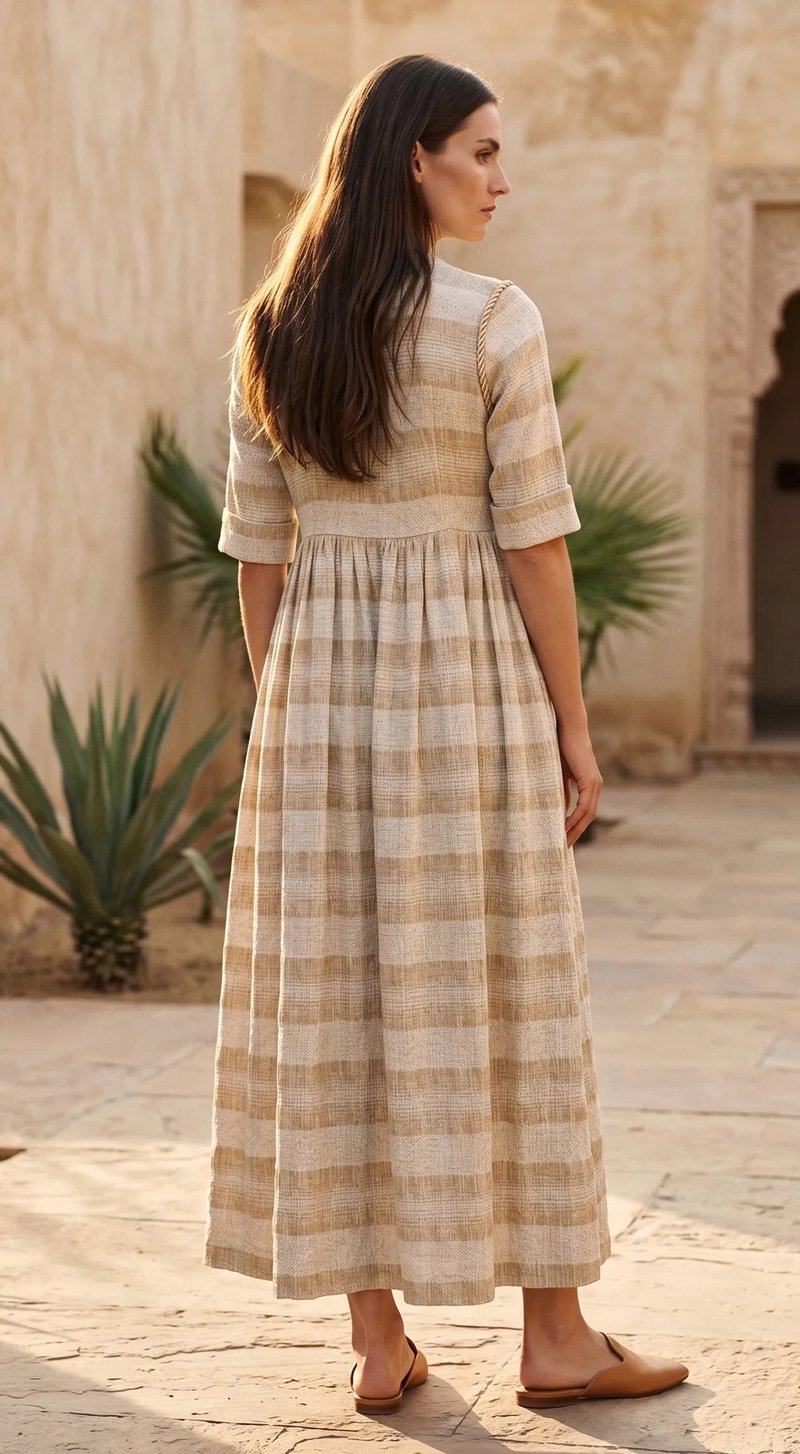 Cotton Jute Midi Dress