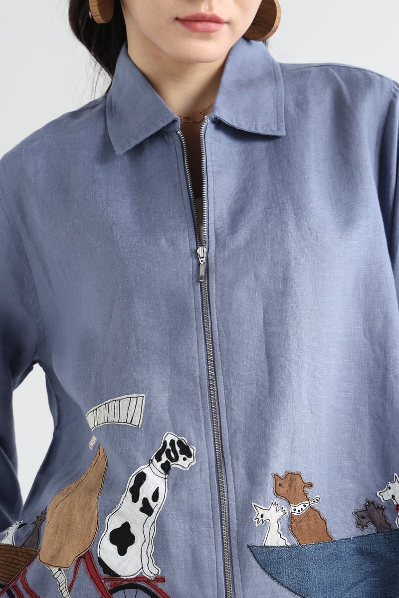 Midblue Zipper Shacket