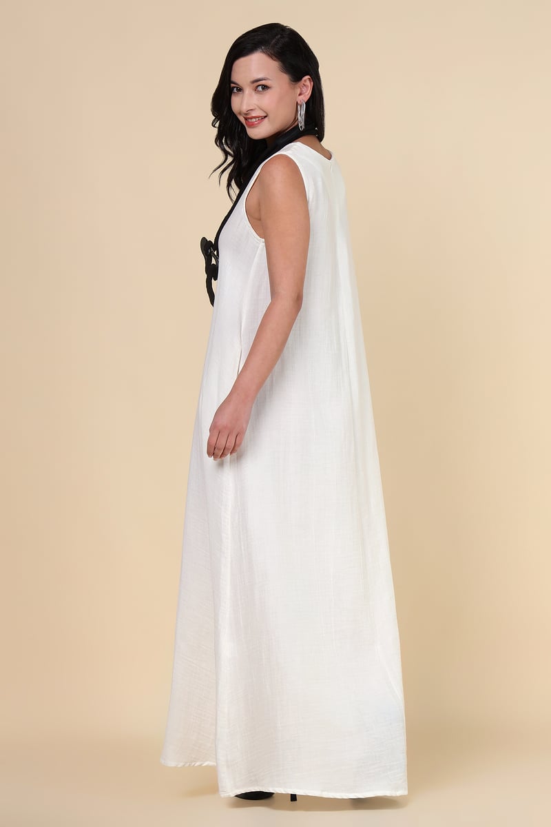 White Sleeveless A-Line Maxi Dress