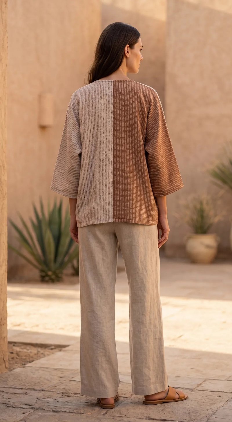 Cotton Jute Colorblock Shirt