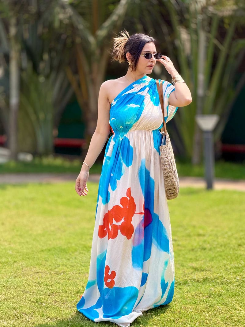 Skyla Printed One Shoulder Maxi Dress