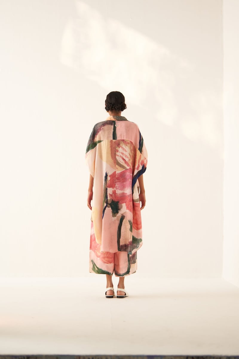 Off-White Abstract Print Cotton Crepe Culottes