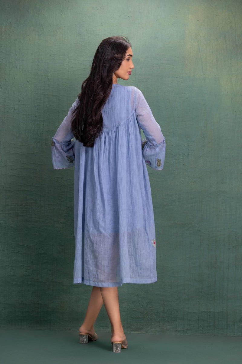 Blue Machine Embroidery Coord Set