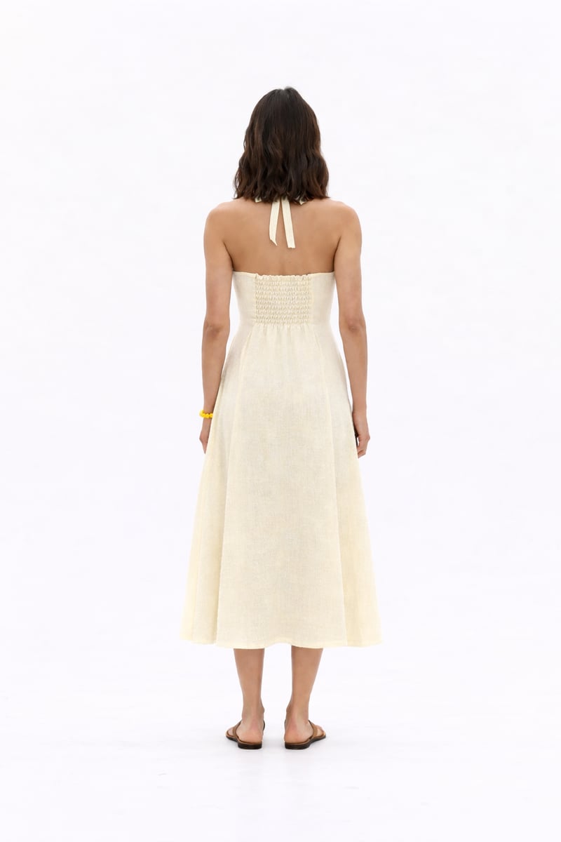 Noa Buttercream Linen Dress