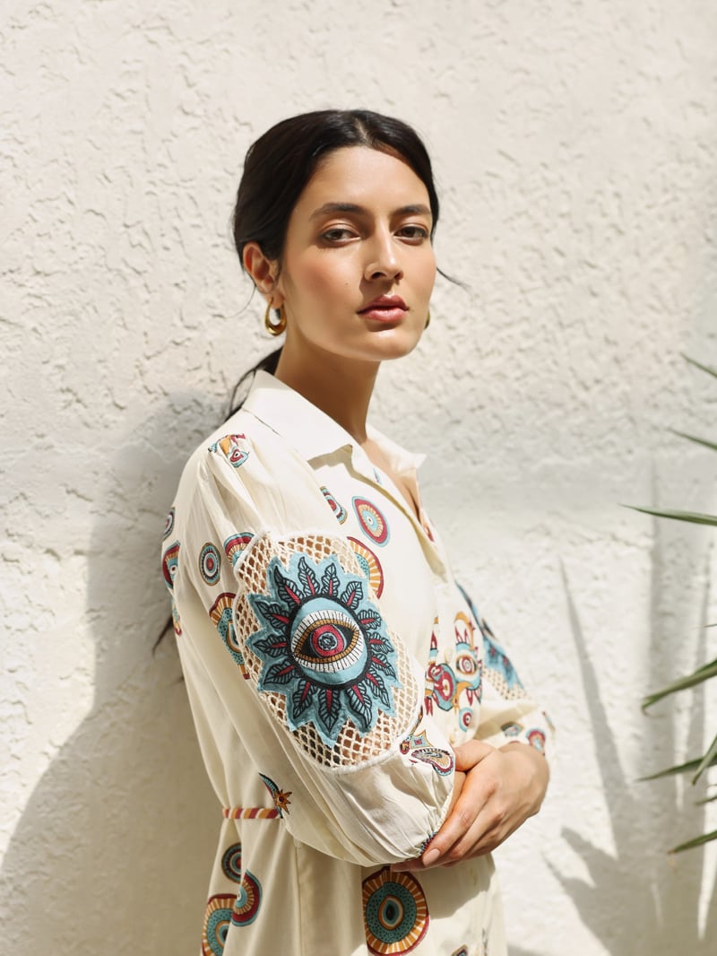 Maroon & Mustard Sun & Moon Long Dress