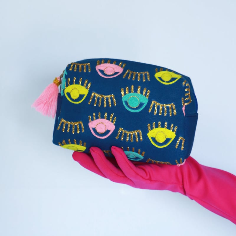 Makeup Pouch- Evil Eye Blue