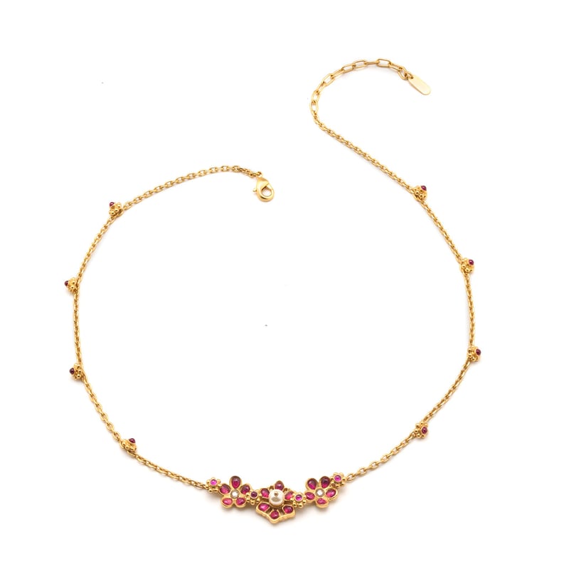 Gulmohar Floral Cluster Necklace