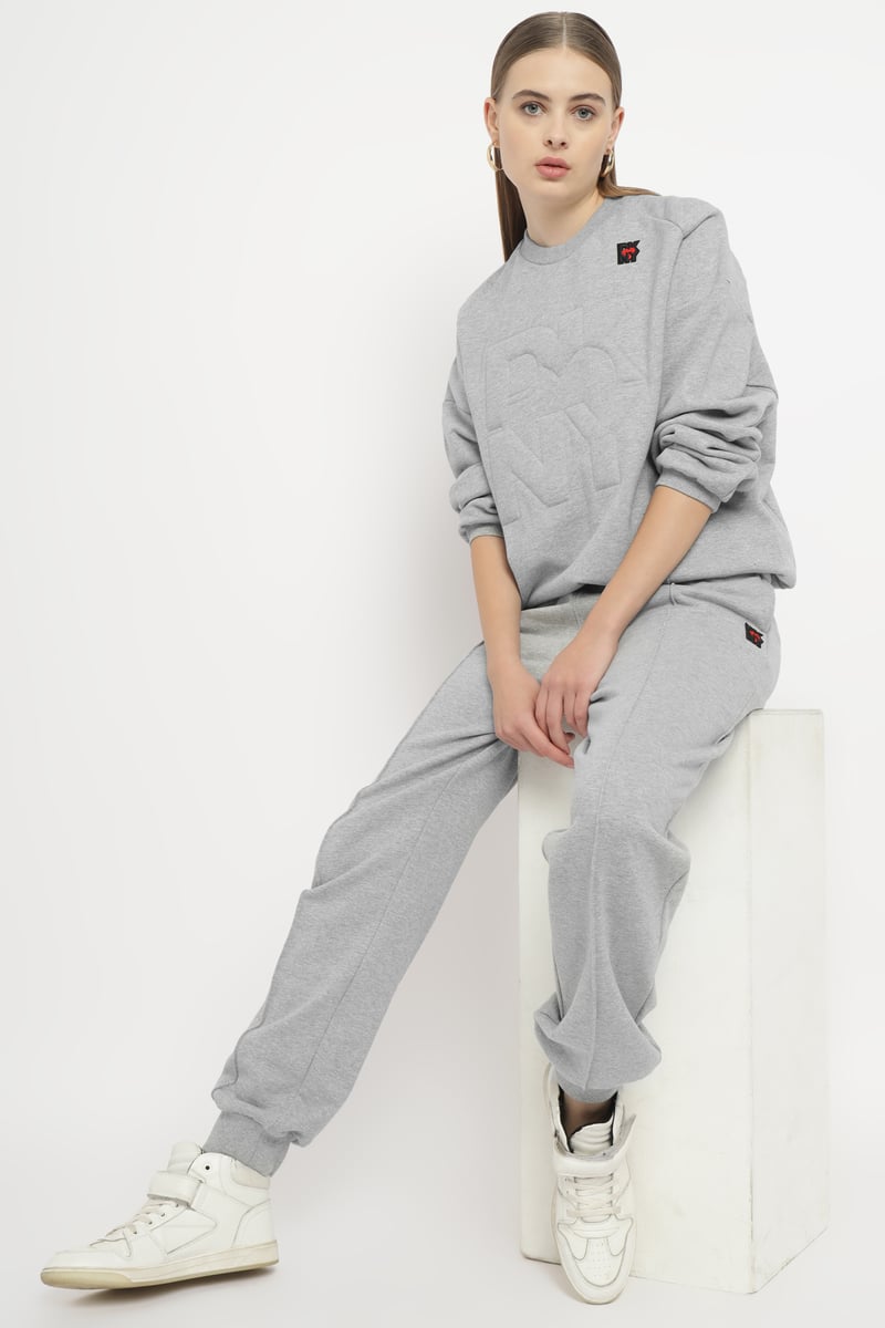 Light Grey Relaxed-Fit Crewneck Sweatshirt