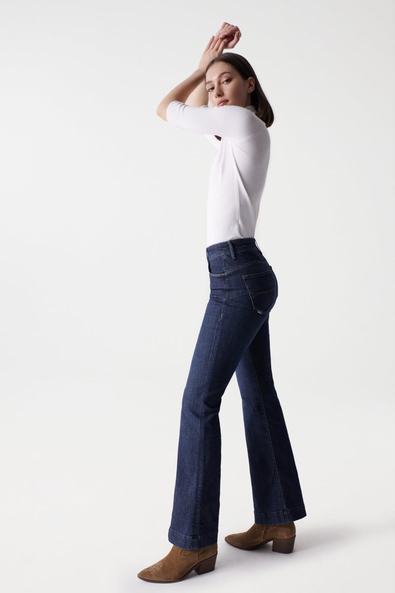 Dark Wash High-Rise Flared Jeans