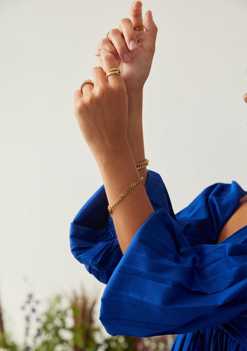 Royal Blue Tiered Midi Dress with Detachable Sleeves