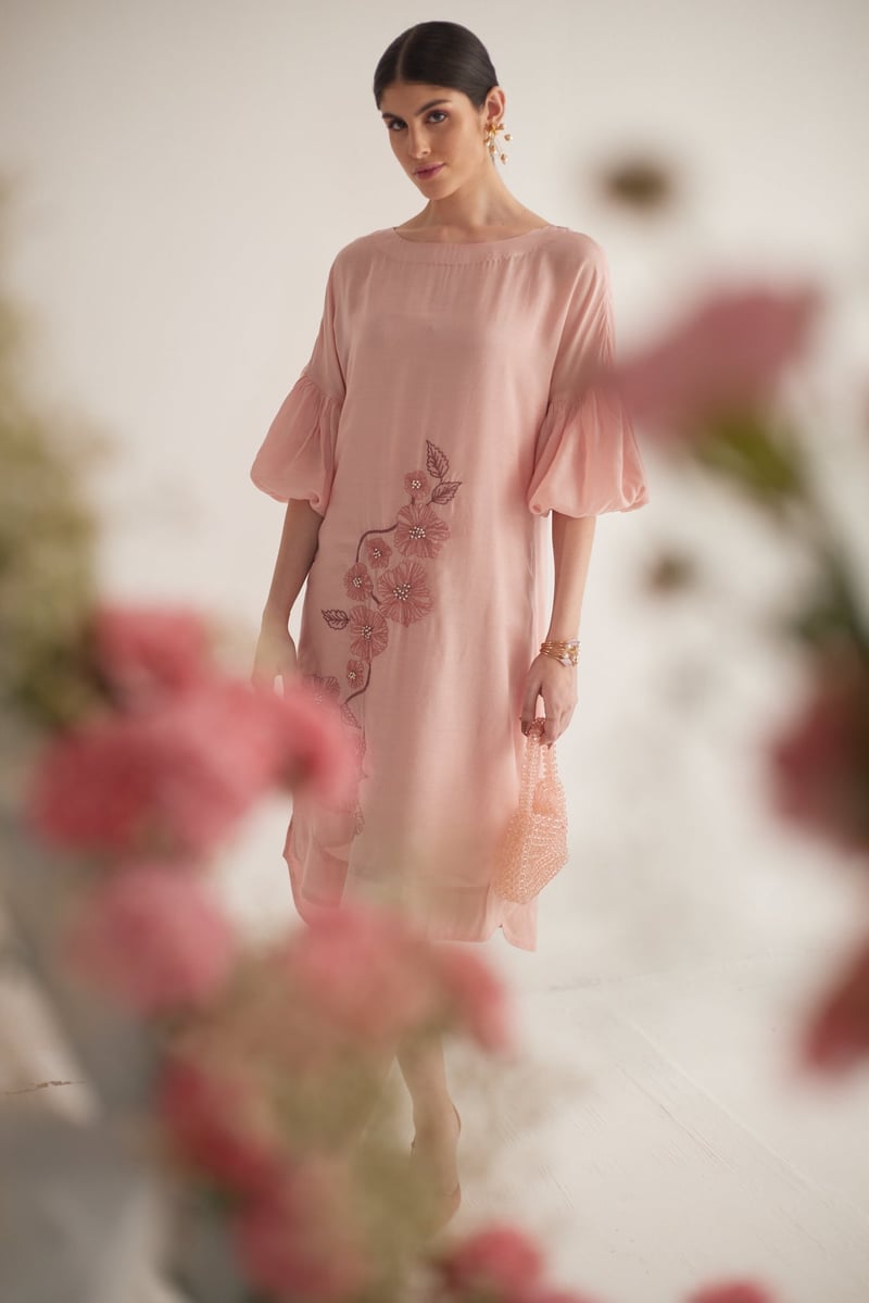 Front Embroidery Long Dress and Spaghetti