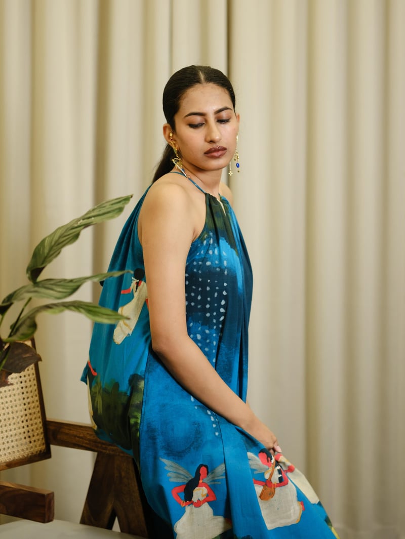 Kadhali Blue Halterneck - Long