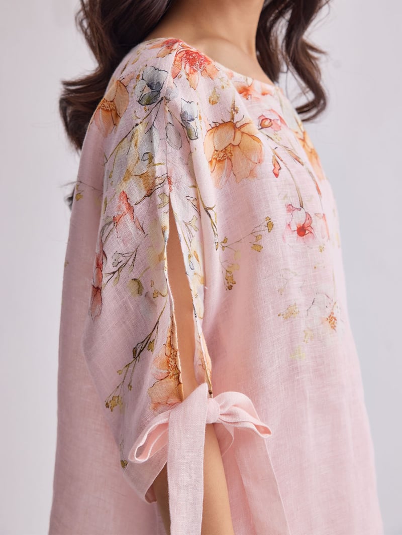 Spring Bloom Gauze Linen Cape and Palazzo Co-ord Set
