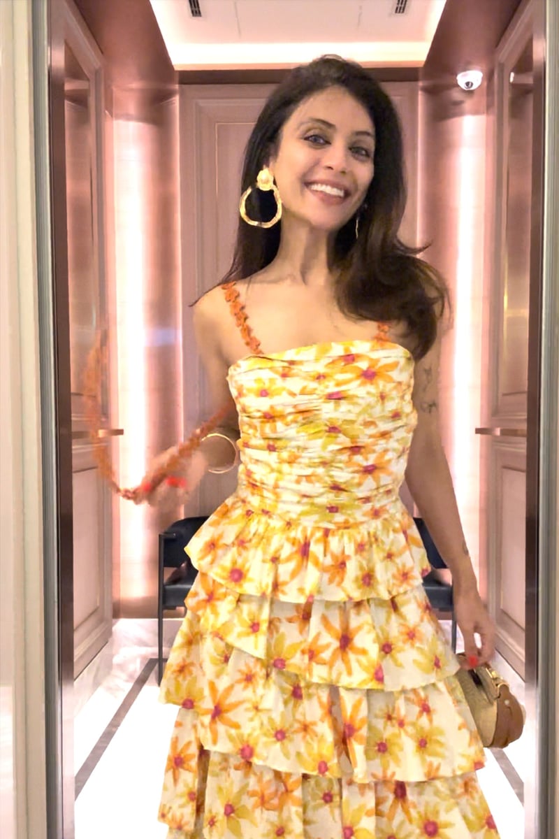 Layered Floral Print Ruched Bodice Tiered Midi Dress