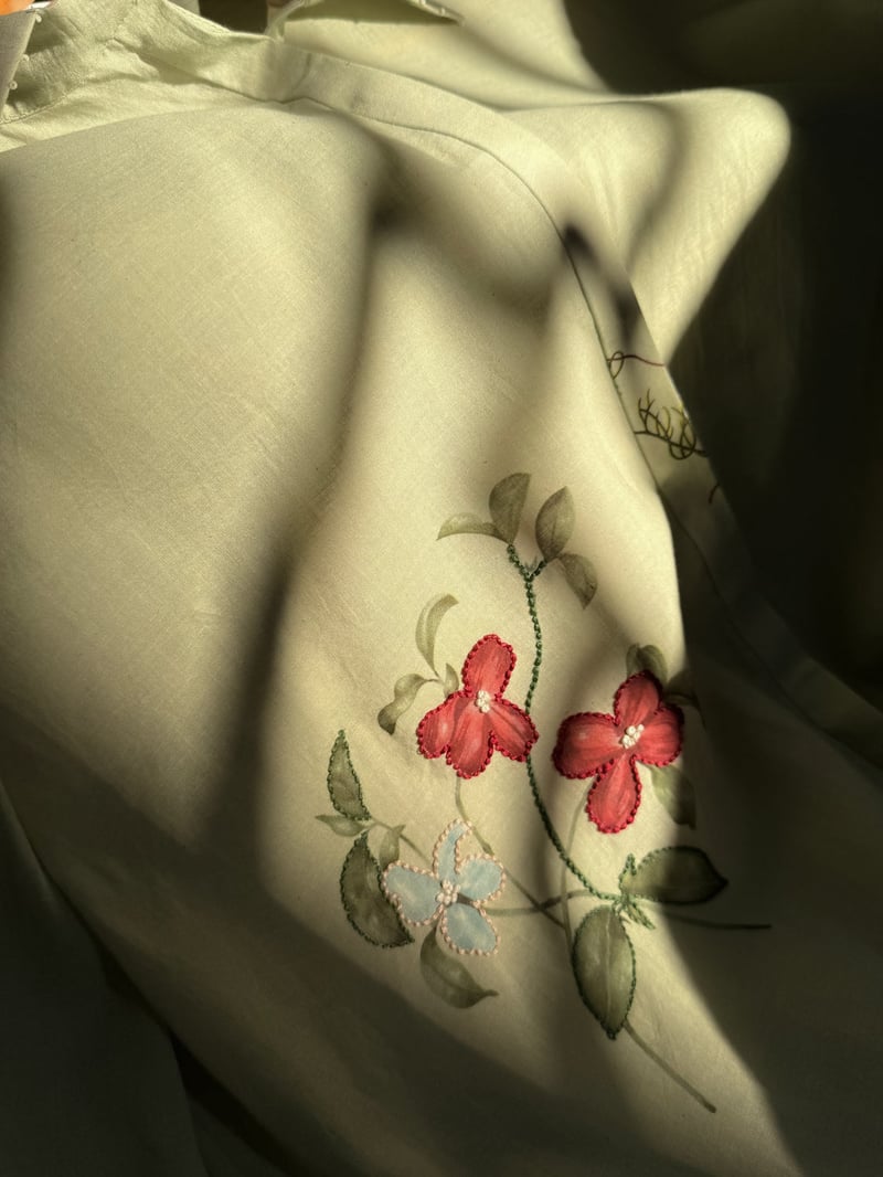 Light Green Floral Cotton Shirt and Pant Co-ord Set