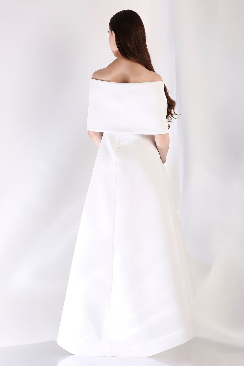 Off-White Strapless Fit and Flare High-Low Dress Set