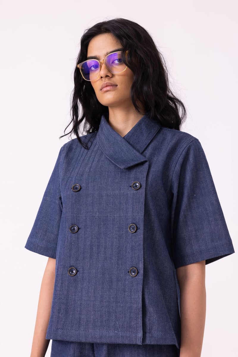Becky Handwoven Denim Top