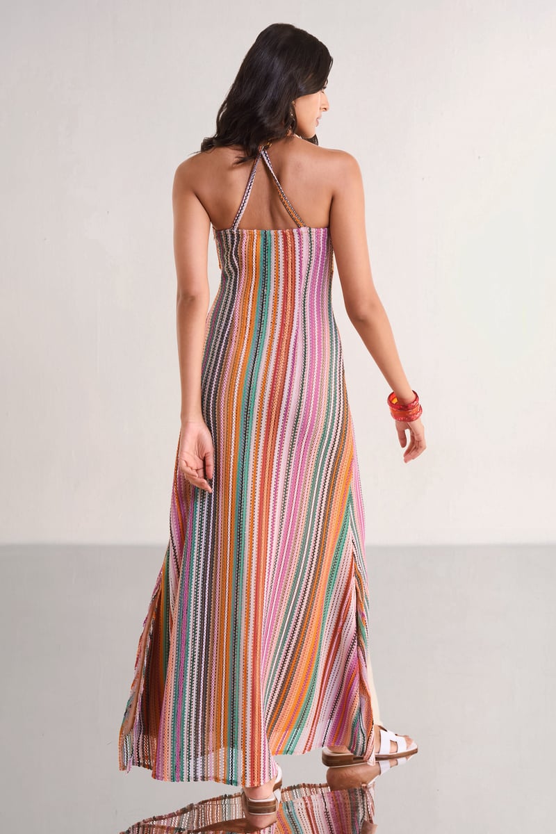 Halter Neck Crochet Knit Maxi