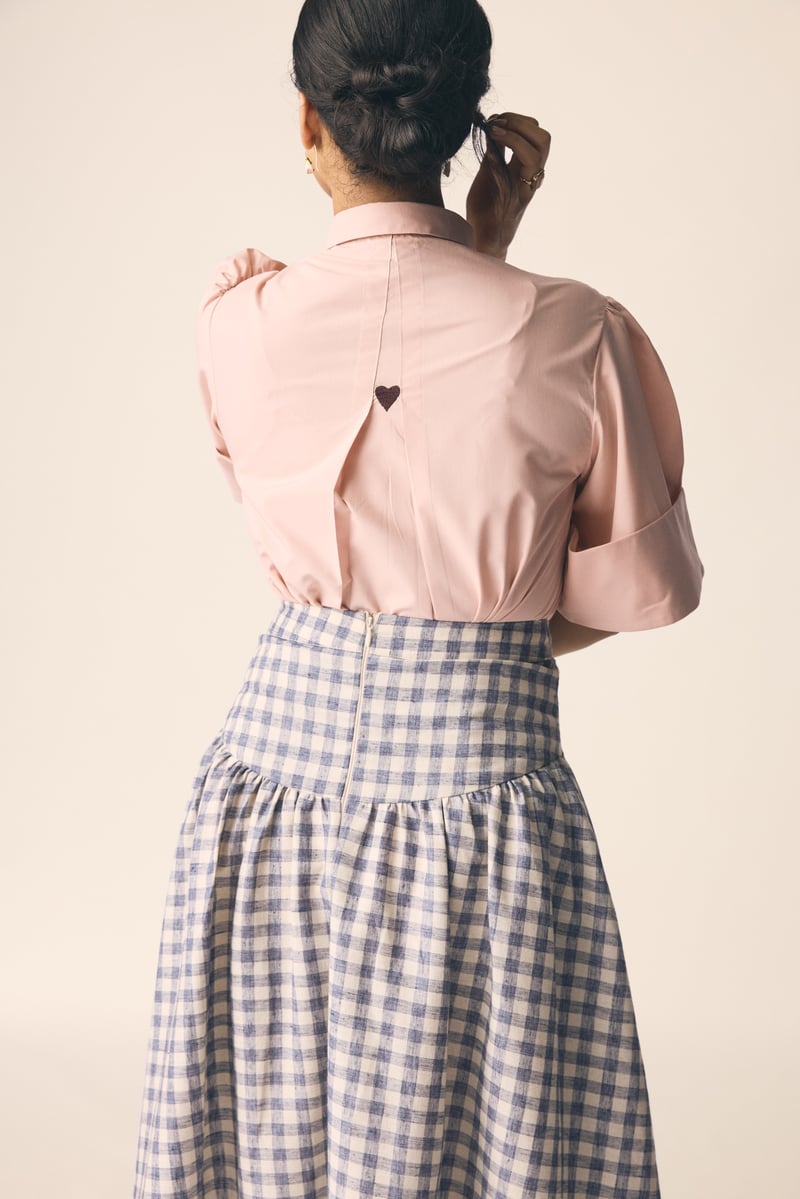 Dusky Pink Cotton Poplin Peter Pan Collar Shirt