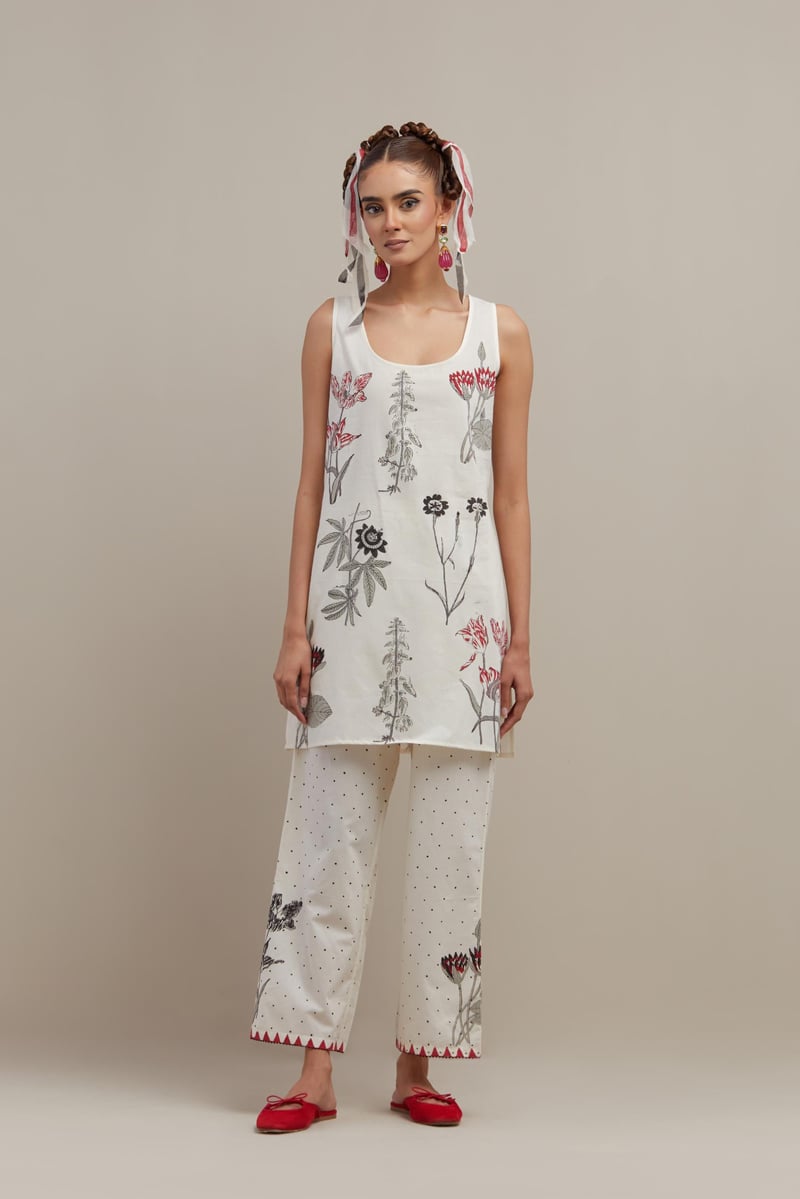 Black & Off-White Kurta With Straight Pants — Upavita