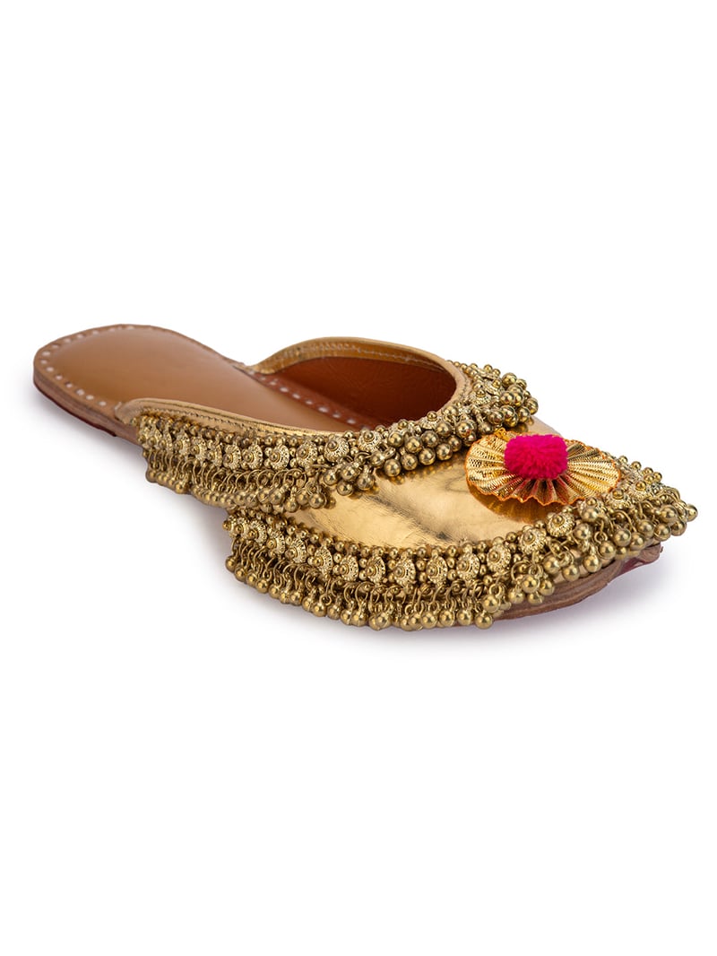 Gold Ghungroo Crown Mule Jutti