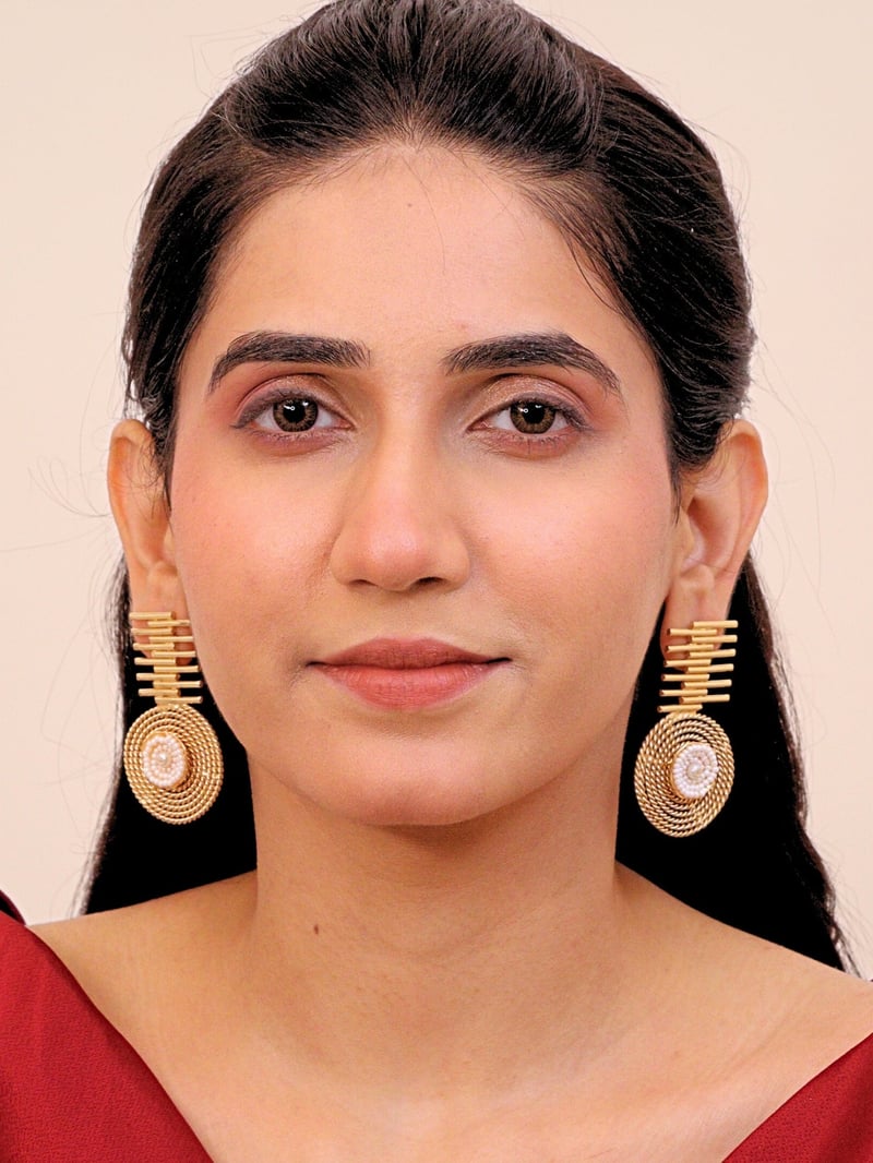 Mahtabi Brass Earrings for Women 18K Gold Plated