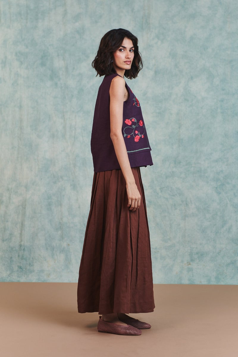 Linen Multi-Pleated Pants