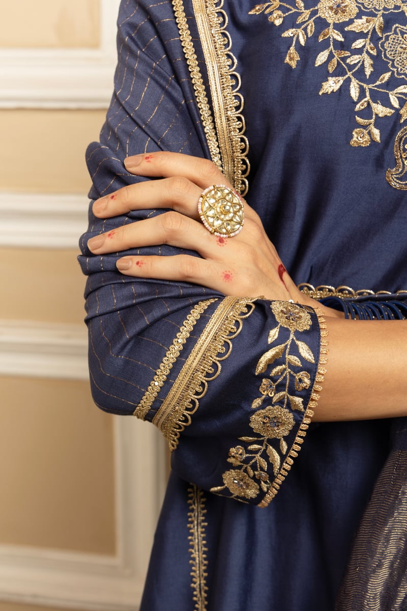 Sanya Silk Chanderi Handcrafted Kurta Set