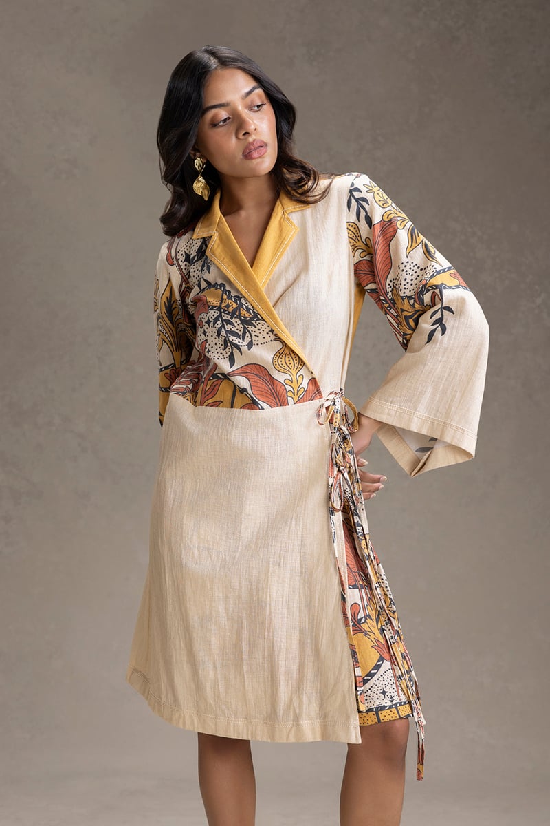 Kyomi Printed Overlap Dress